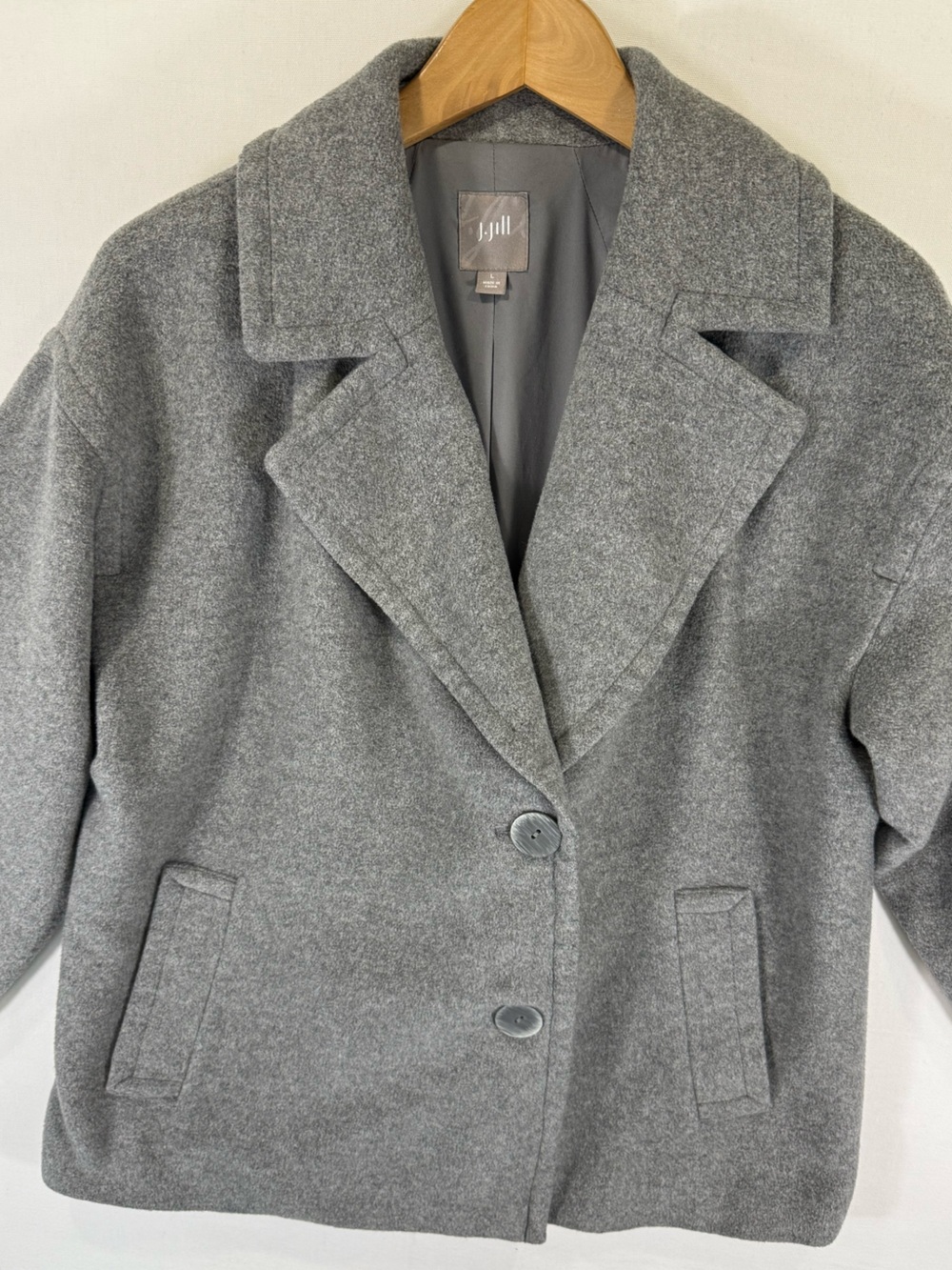 J. Jill Gray Wool-Blend Pea Coat